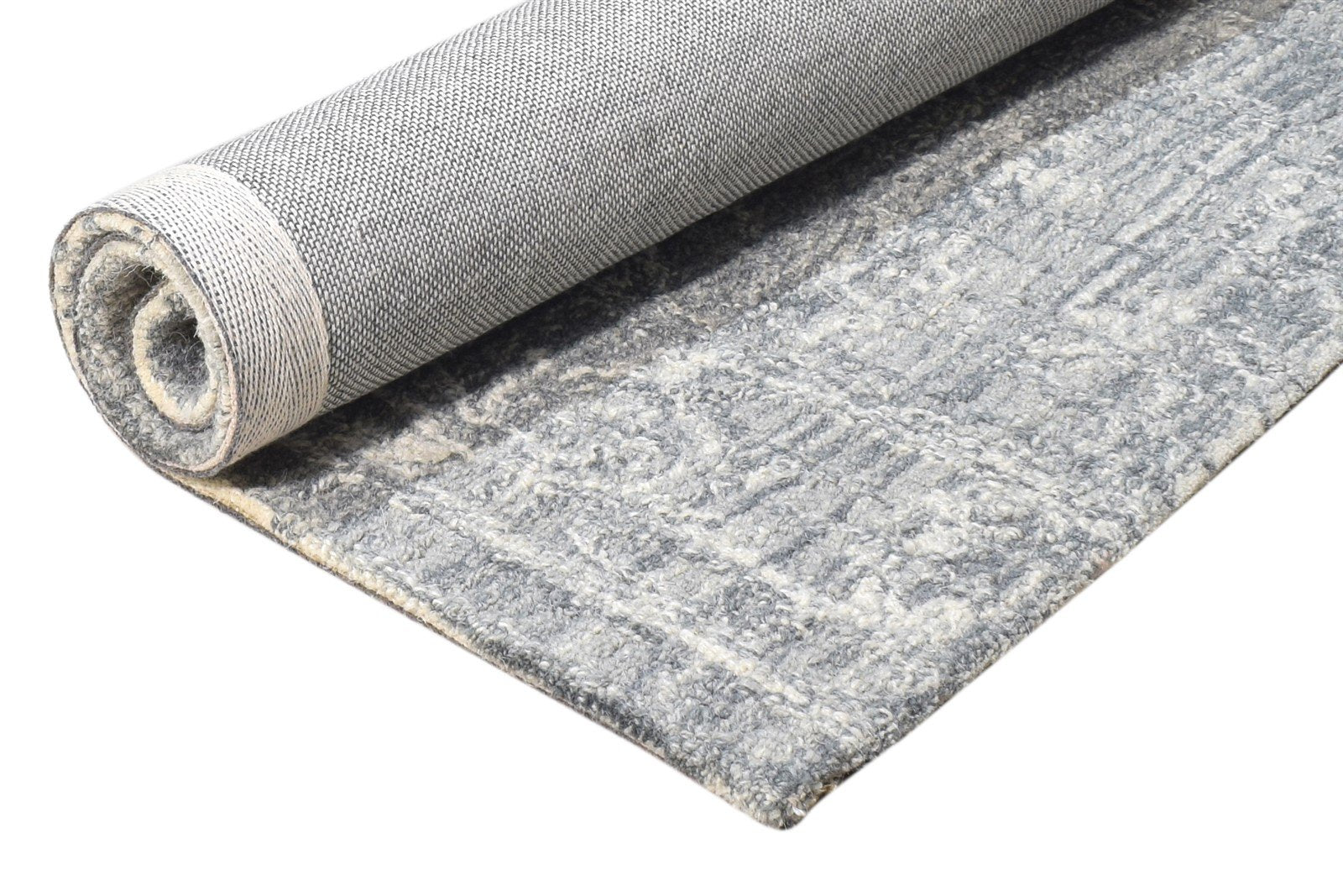 Wool Grey Rug 2' X 3' Modern Hand Tufted Scandinavian Nordic Small Carpet 7865180192917