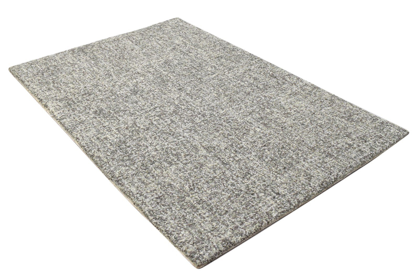 Wool Grey Rug 2' X 3' Modern Hand Tufted Scandinavian Solid Small Carpet 7864140464277