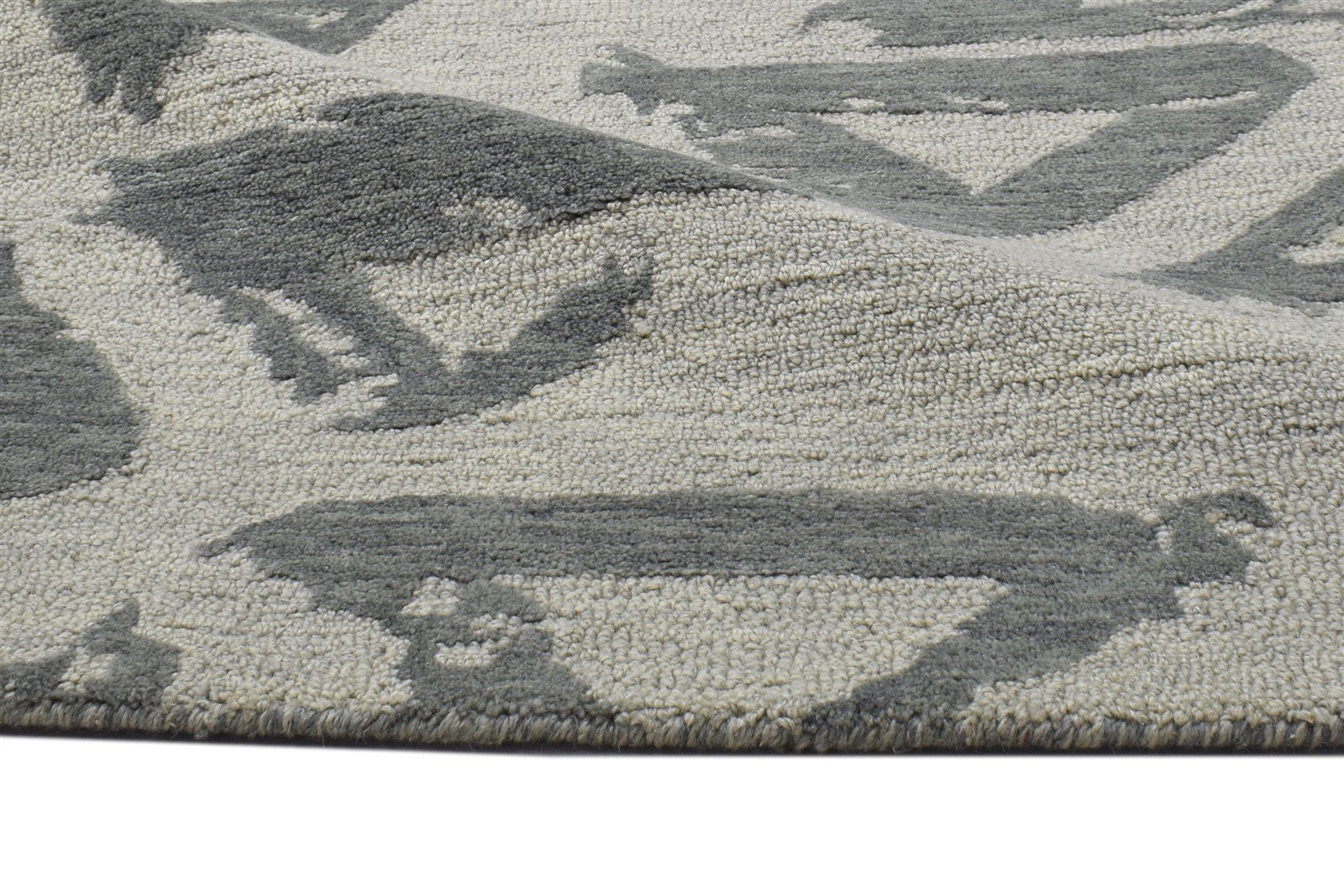 Wool Grey Rug 2' X 3' Modern Hand Tufted Scandinavian Triangles Small Carpet 7864136269973