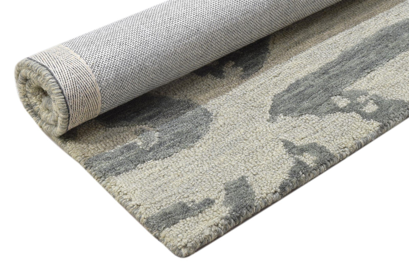 Wool Grey Rug 2' X 3' Modern Hand Tufted Scandinavian Triangles Small Carpet 7864136269973