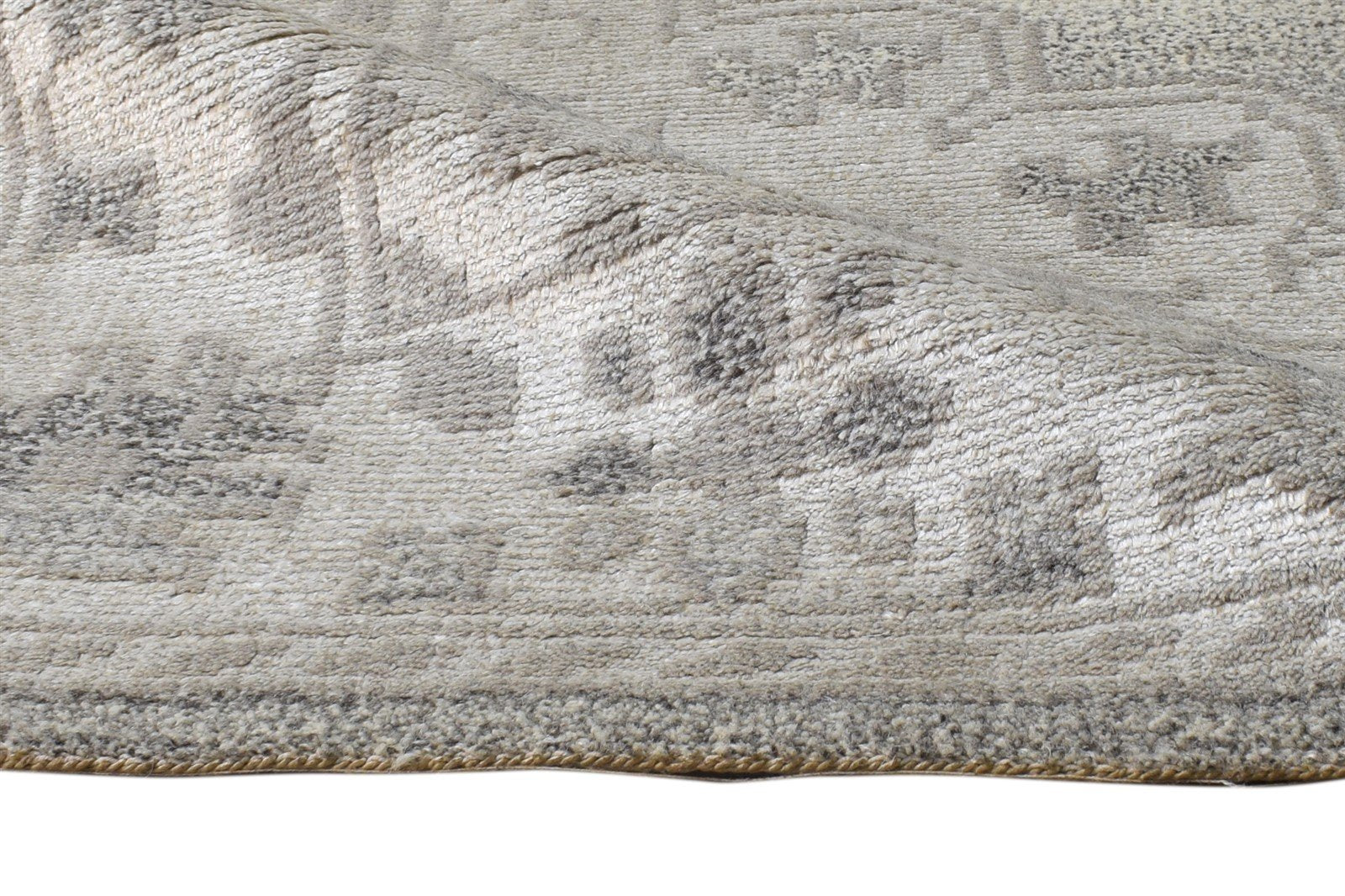 Wool Grey Rug 2' X 3' Persian Hand Knotted Heriz-Indian Oriental Small Carpet 7865133301909