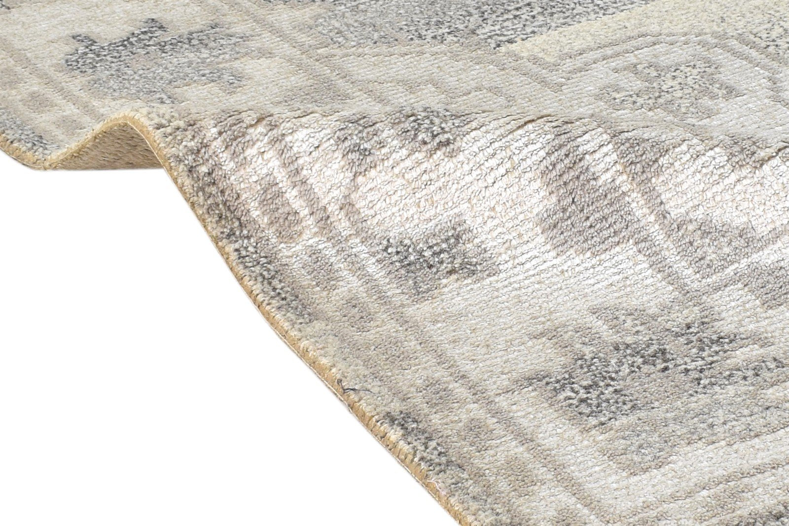Wool Grey Rug 2' X 3' Persian Hand Knotted Heriz-Indian Oriental Small Carpet 7865133301909