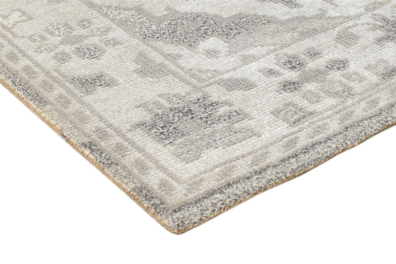 Wool Grey Rug 2' X 3' Persian Hand Knotted Heriz-Indian Oriental Small Carpet 7865133301909