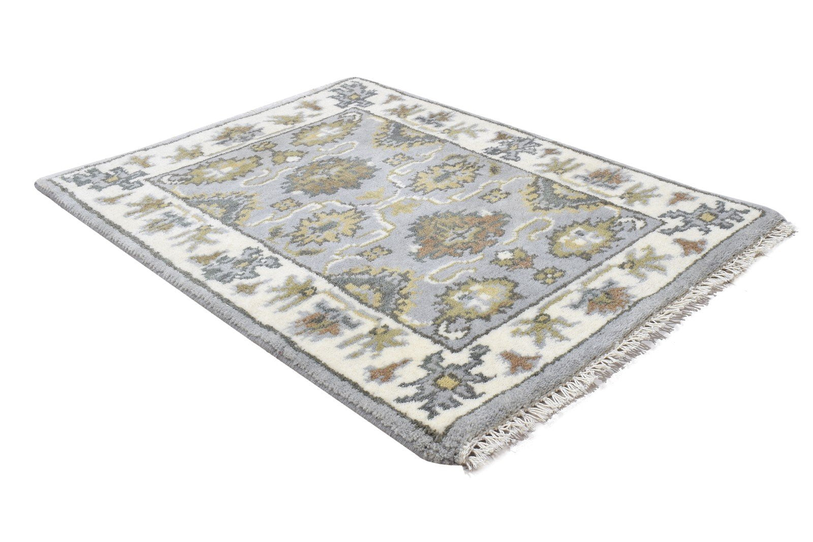 Wool Grey Rug 2' X 3' Persian Hand Knotted Oushak Oriental Small Carpet 7864191615125