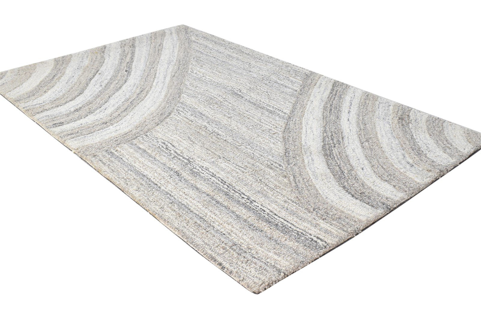 Wool Grey Rug 2' X 4' Modern Hand Tufted Scandinavian Nordic Small Carpet 7865079333013