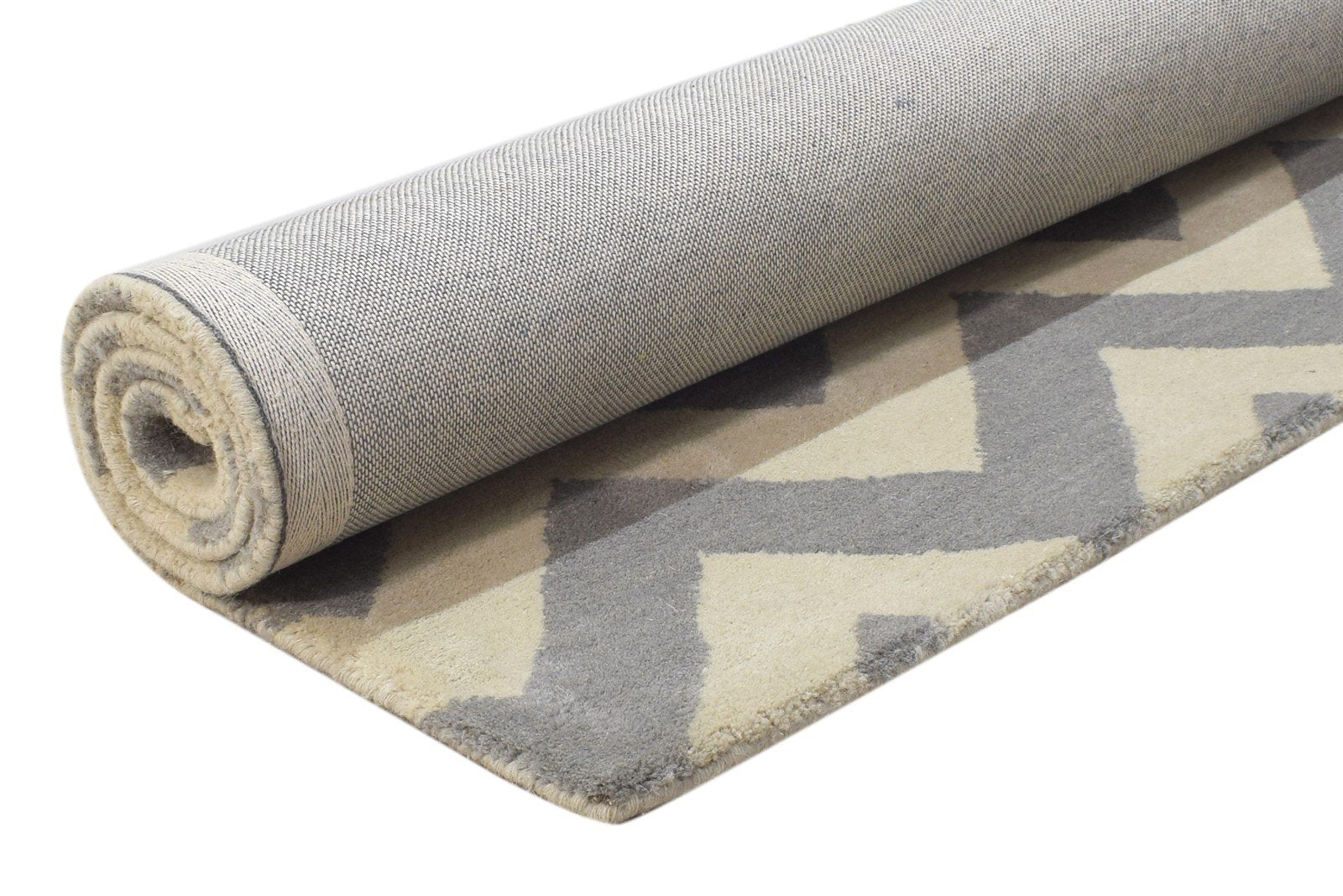 Wool Grey Rug 3' X 5' Modern Hand Tufted Scandinavian Chevron Room Size Carpet 7864305811605