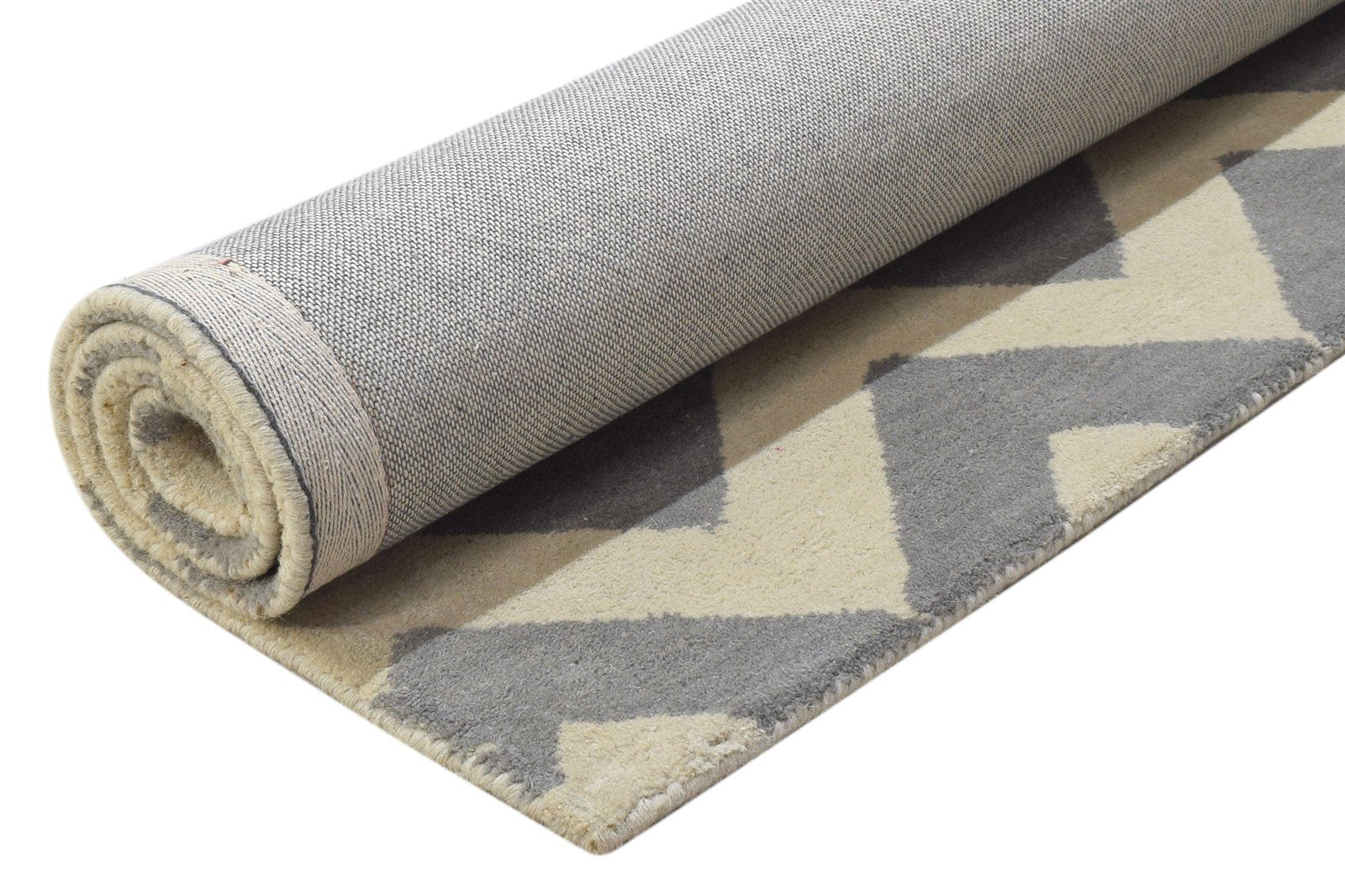 Wool Grey Rug 3' X 5' Modern Hand Tufted Scandinavian Chevron Room Size Carpet 7864306172053