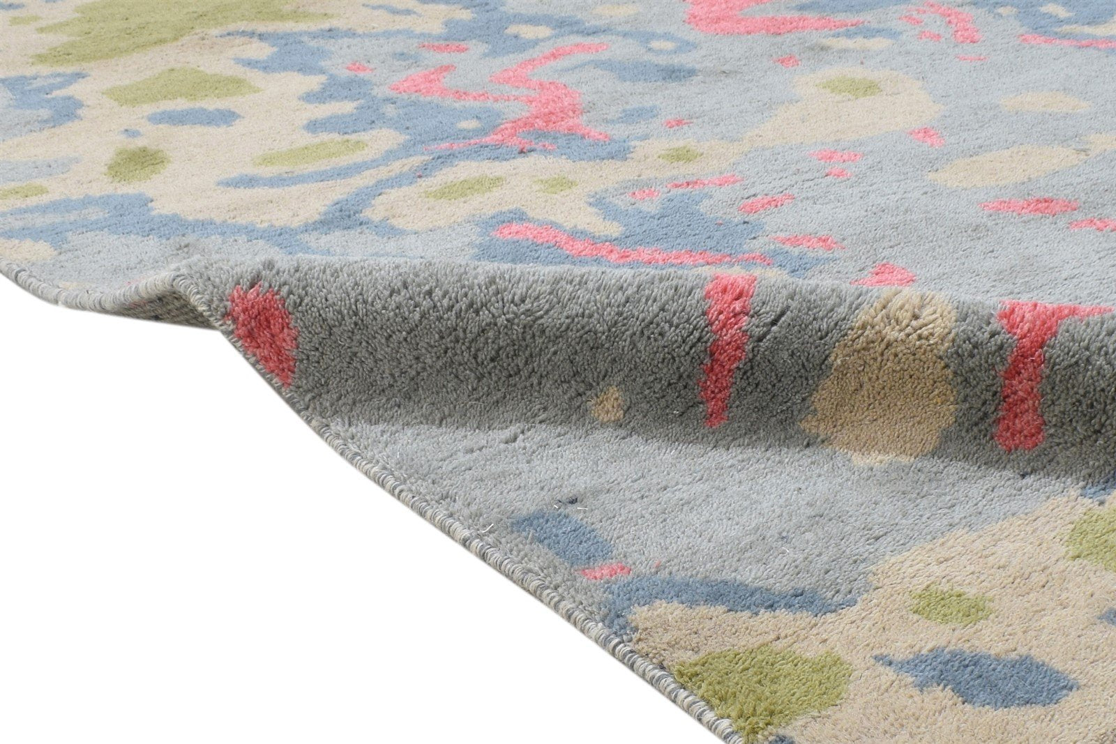 Wool Grey Rug 4' X 5' Modern Hand Knotted Bohemian Abstract Room Size Carpet 7864314167445