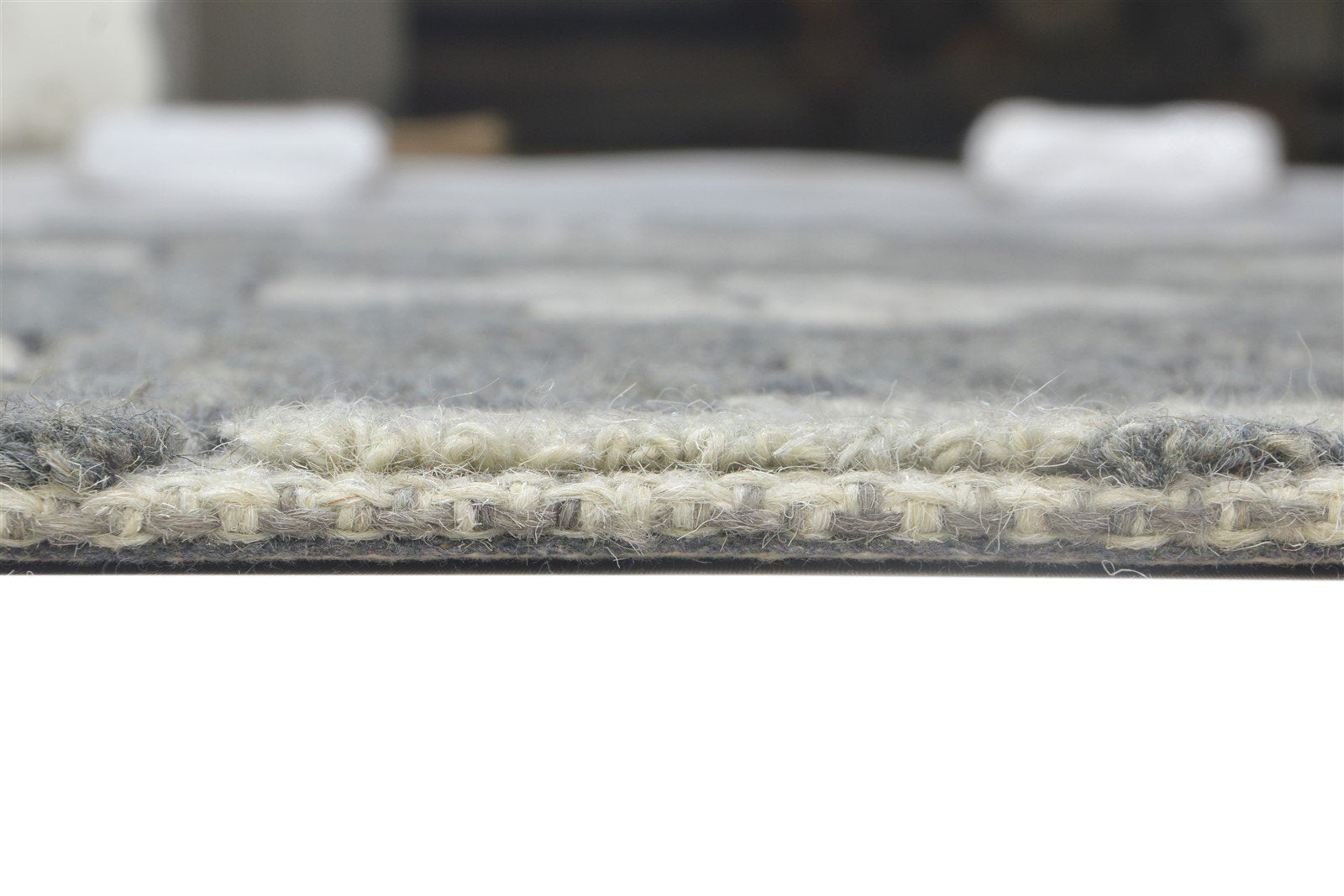 Wool Grey Rug 4' X 5' Modern Hand Tufted Scandinavian Trellis Room Size Carpet 7864143642773
