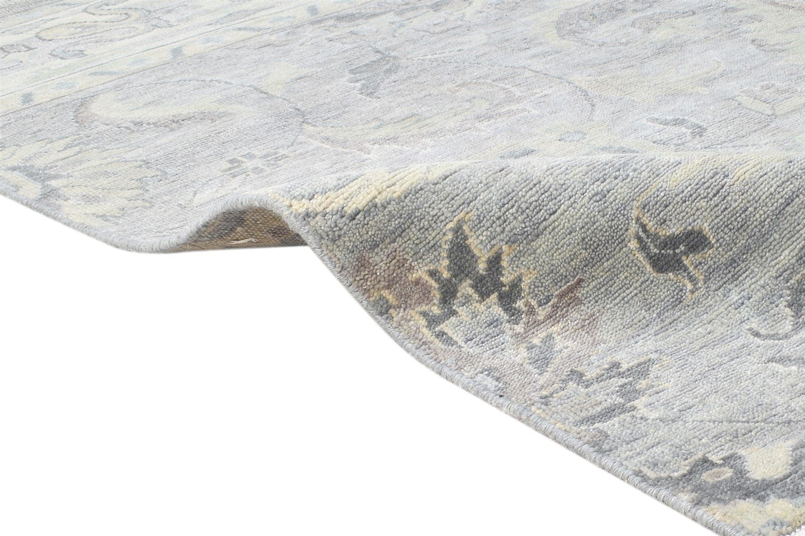 Charlene Wool Grey Rug 4' X 5' Persian Hand Knotted Oushak Oriental 7865145032853