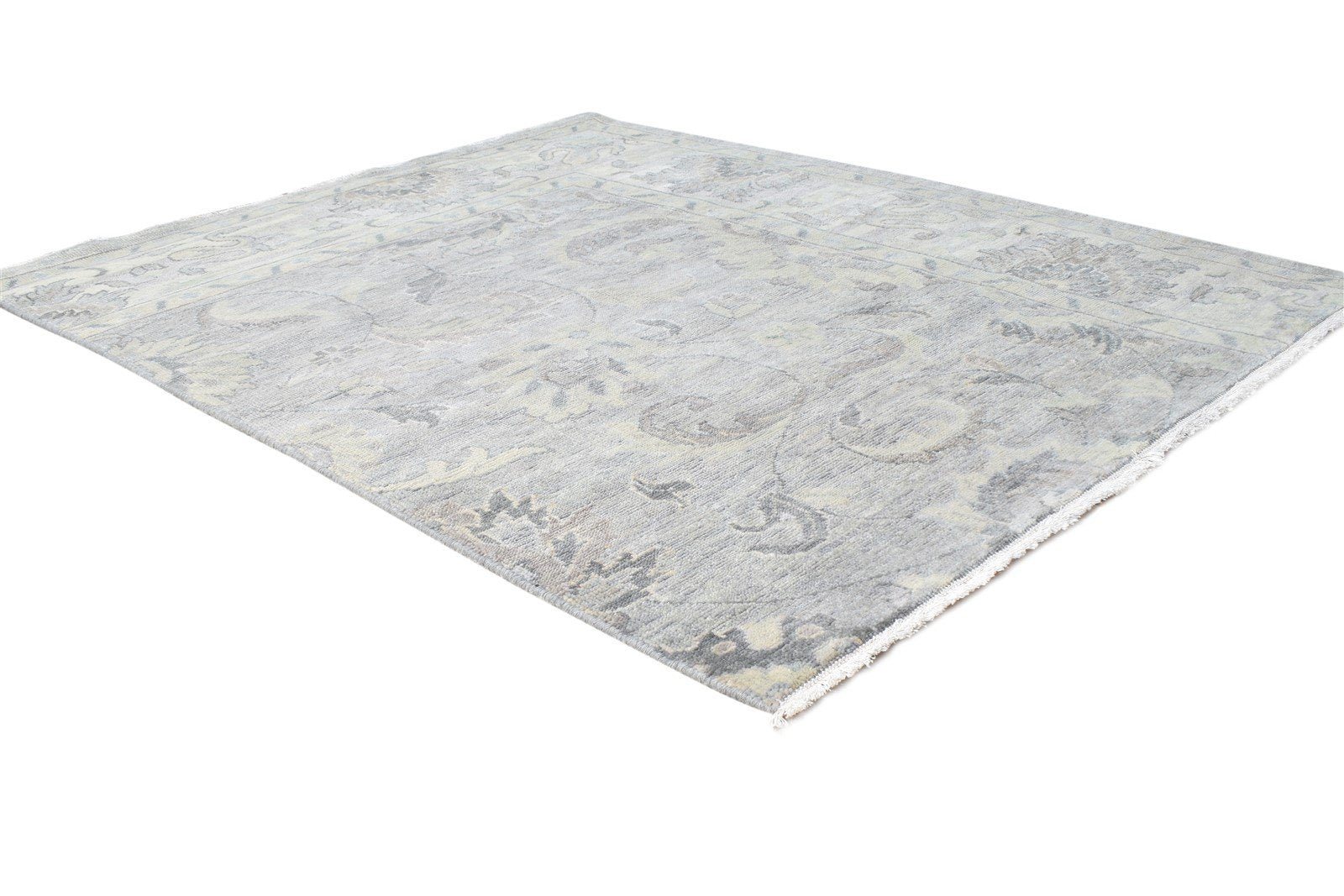 Charlene Wool Grey Rug 4' X 5' Persian Hand Knotted Oushak Oriental 7865145032853