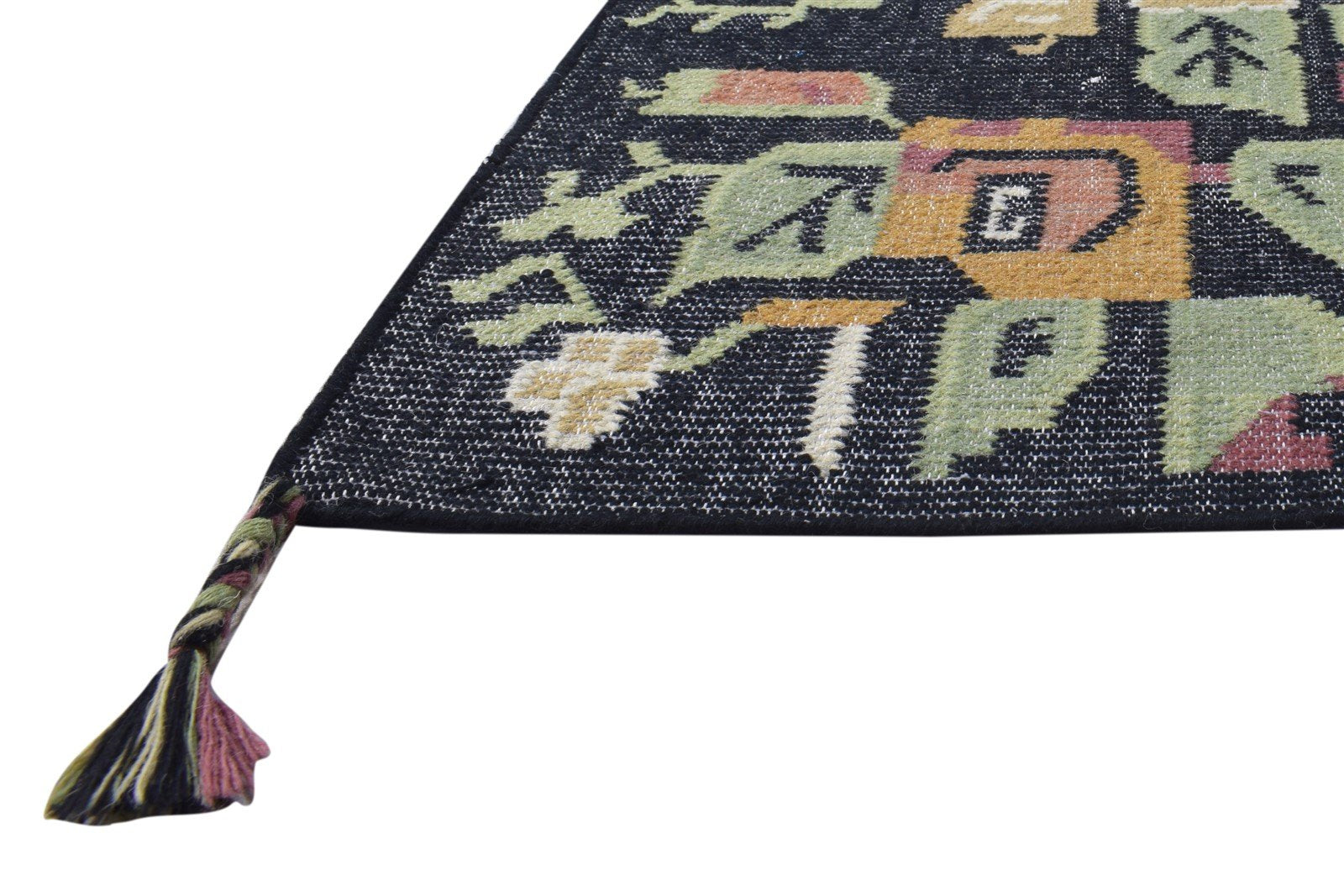 Wool Grey Rug 4' X 6' Modern Dhurrie French Floral Room Size Carpet 7864991711381