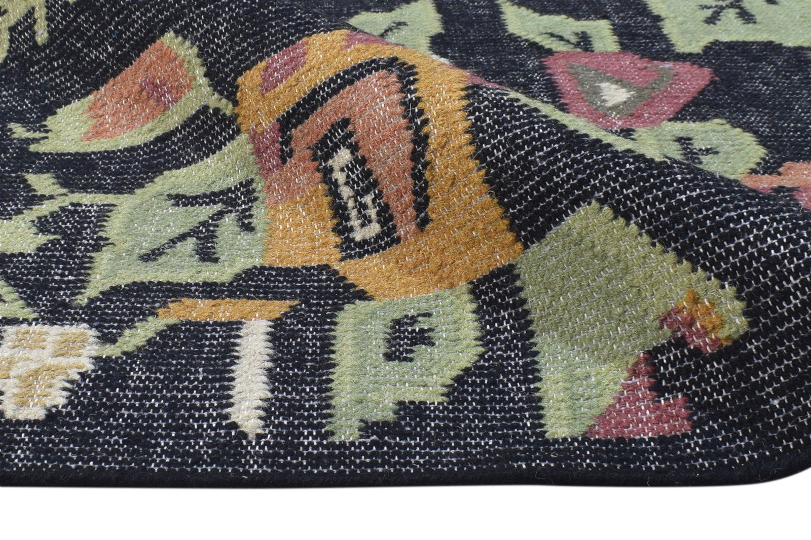 Wool Grey Rug 4' X 6' Modern Dhurrie French Floral Room Size Carpet 7864991711381