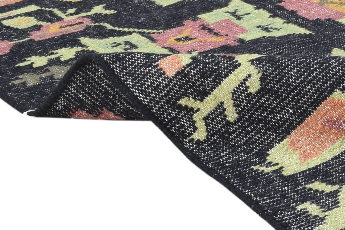 Wool Grey Rug 4' X 6' Modern Dhurrie French Floral Room Size Carpet 7864991711381