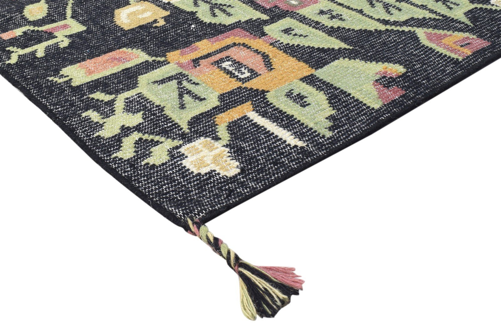 Wool Grey Rug 4' X 6' Modern Dhurrie French Floral Room Size Carpet 7864991711381