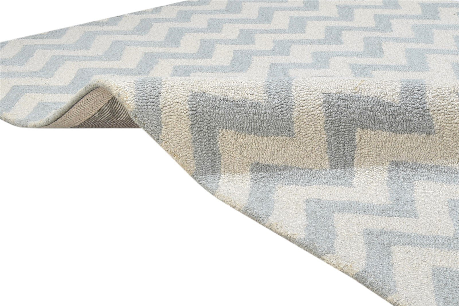 Wool Grey Rug 4' X 6' Modern Hand Tufted Scandinavian Chevron Room Size Carpet 7864308564117