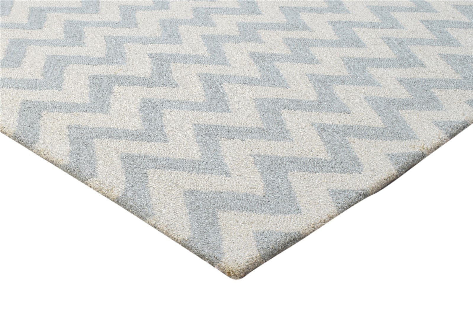 Wool Grey Rug 4' X 6' Modern Hand Tufted Scandinavian Chevron Room Size Carpet 7864308564117