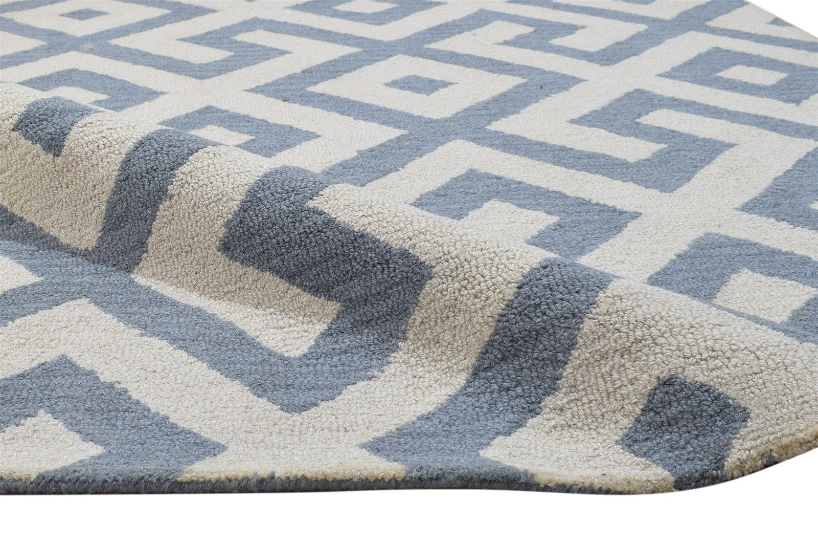 Wool Grey Rug 4' X 6' Modern Hand Tufted Scandinavian Geometric Room Size Carpet 7864308334741