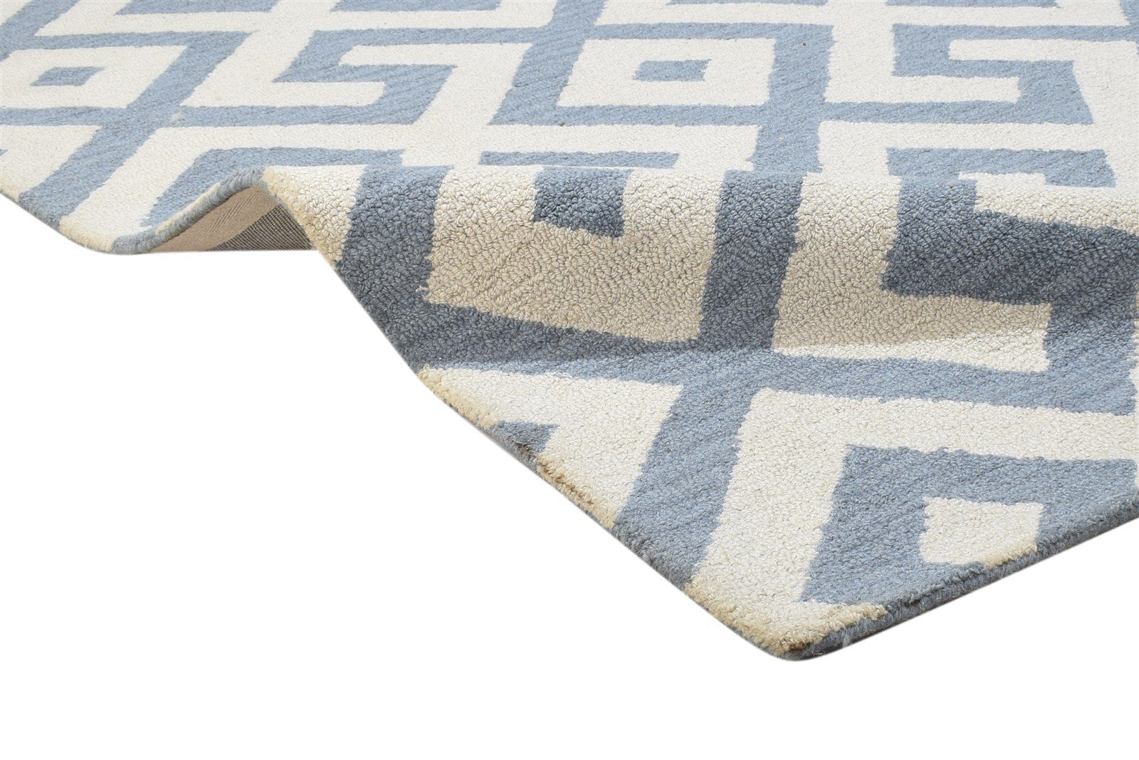 Wool Grey Rug 4' X 6' Modern Hand Tufted Scandinavian Geometric Room Size Carpet 7864308334741