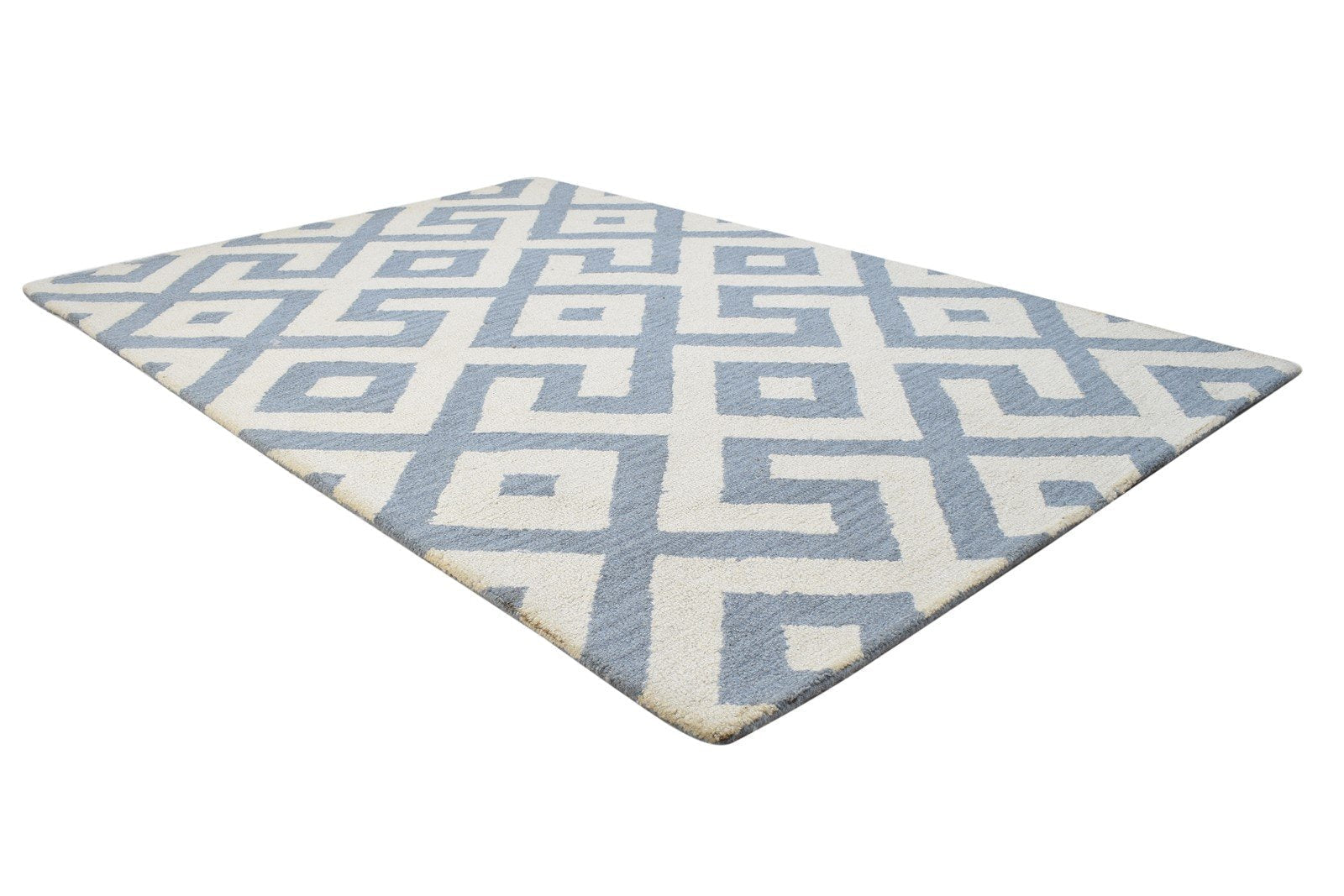 Wool Grey Rug 4' X 6' Modern Hand Tufted Scandinavian Geometric Room Size Carpet 7864308334741