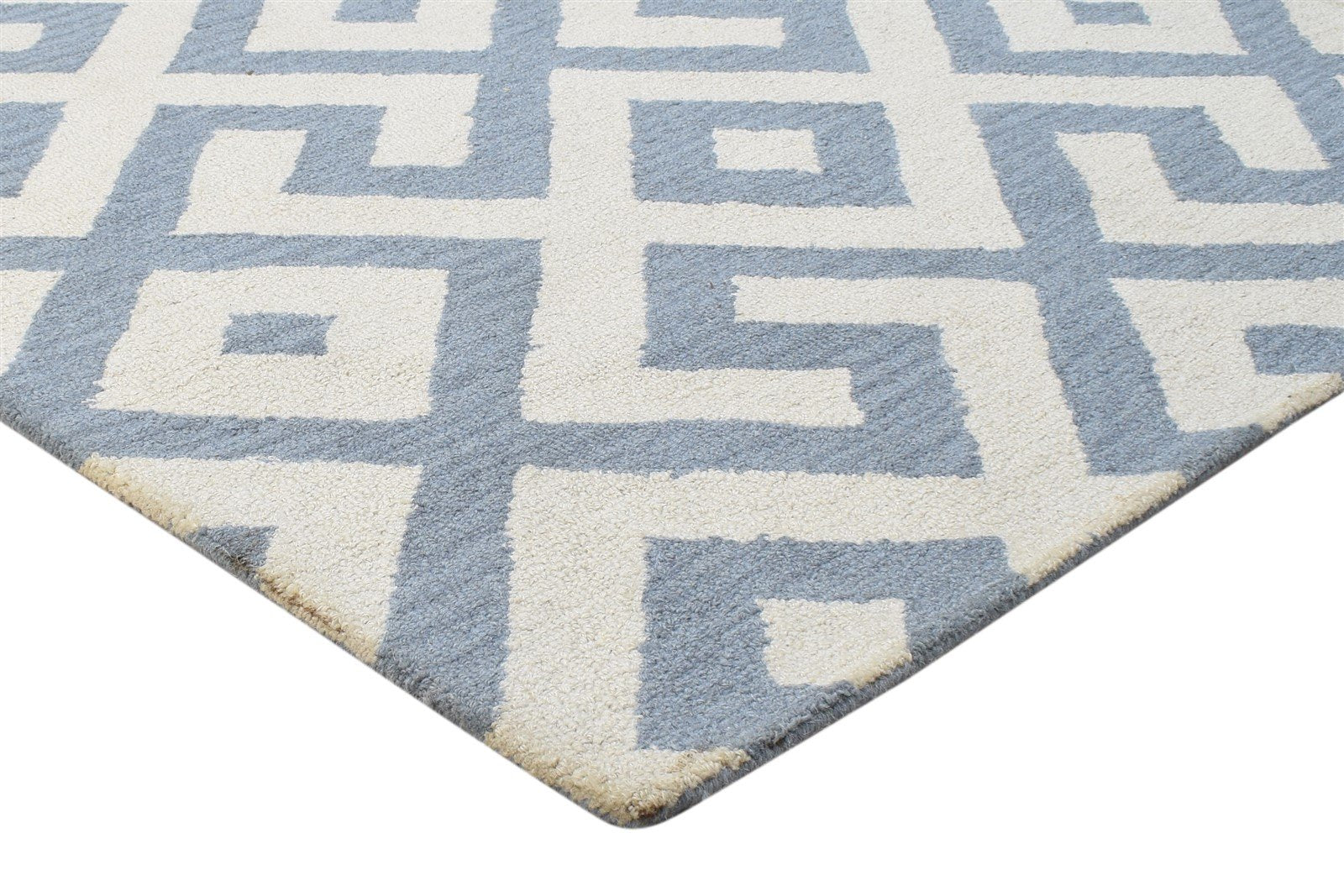 Wool Grey Rug 4' X 6' Modern Hand Tufted Scandinavian Geometric Room Size Carpet 7864308334741