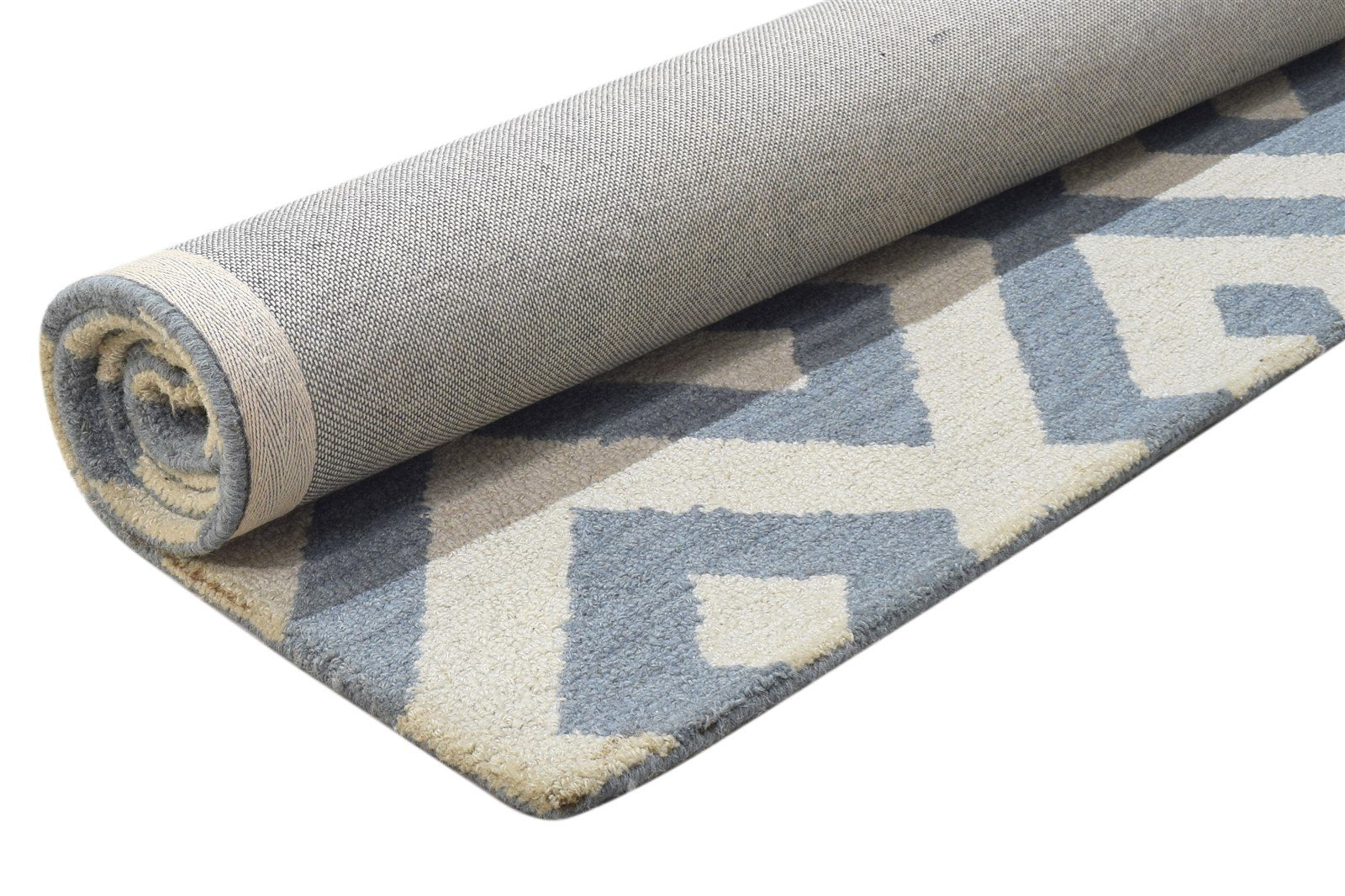 Wool Grey Rug 4' X 6' Modern Hand Tufted Scandinavian Geometric Room Size Carpet 7864308334741