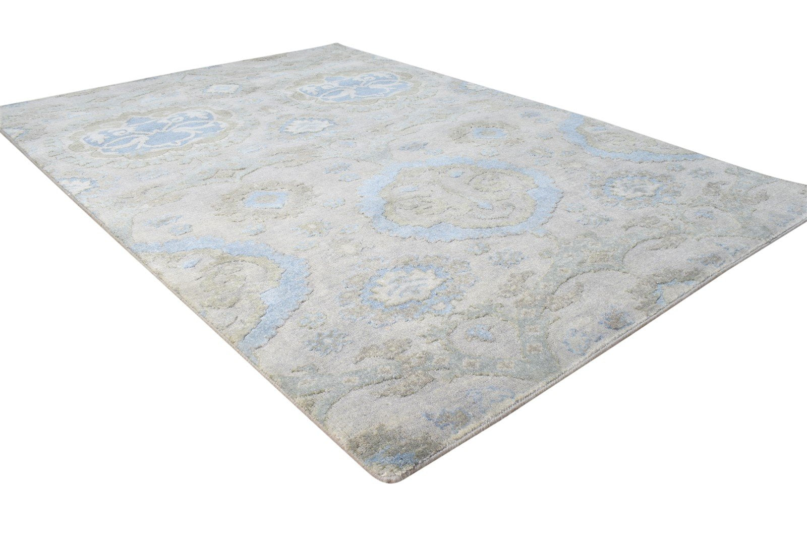 Wool Grey Rug 4' X 6' Persian Hand Knotted Oushak Oriental Room Size Carpet 7865120391317