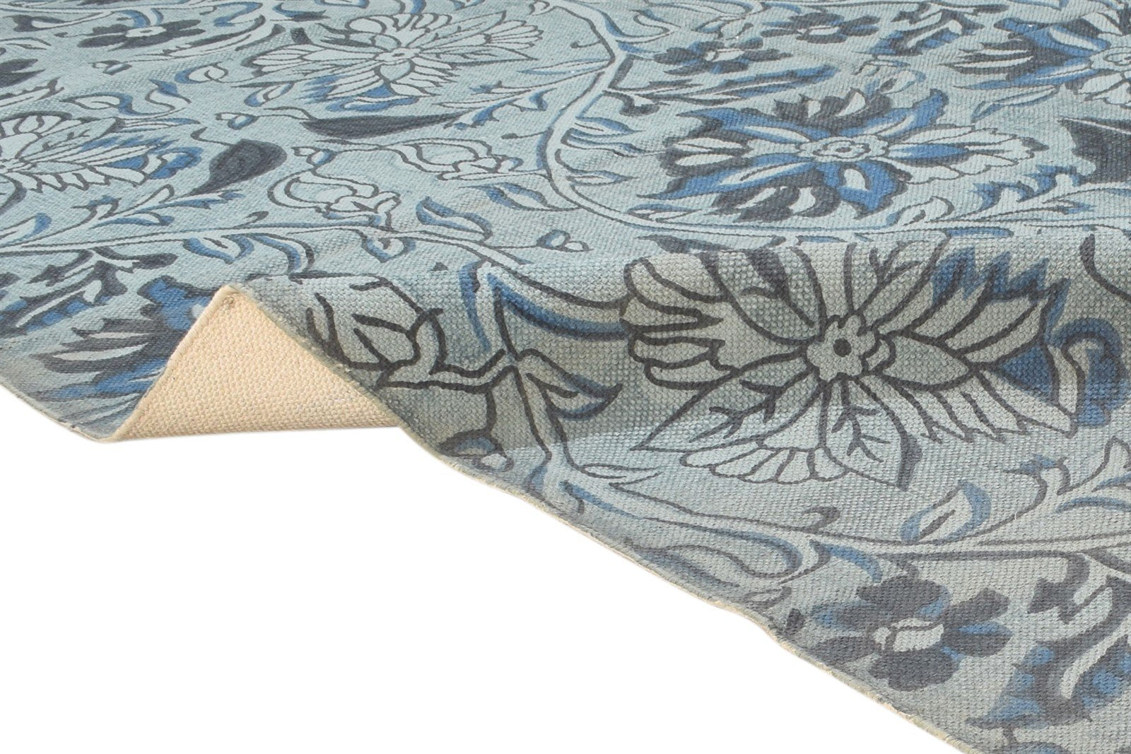 Wool Grey Rug 5' X 7' Transitional Dhurrie European Damask Room Size Carpet 7865142771861