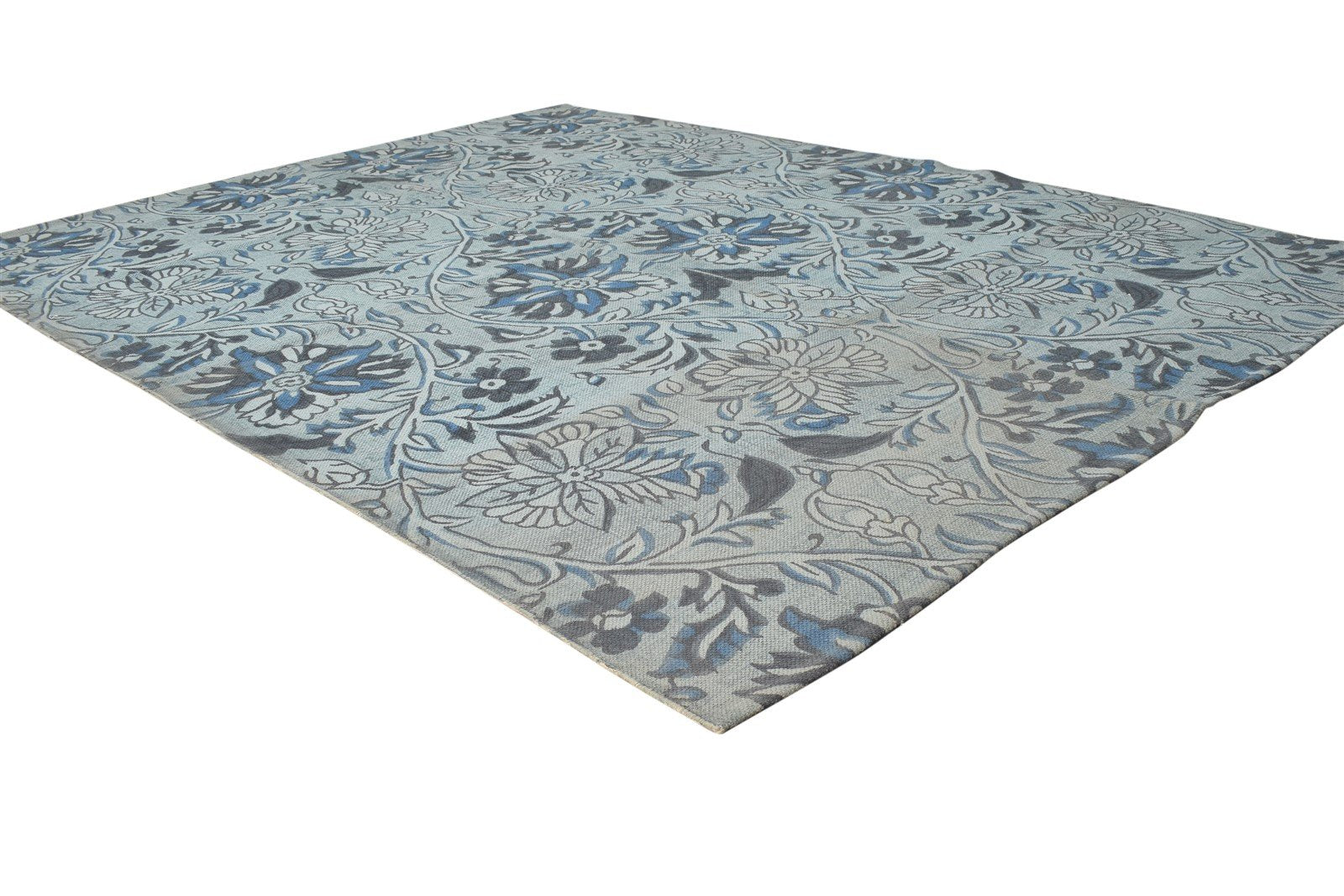 Wool Grey Rug 5' X 7' Transitional Dhurrie European Damask Room Size Carpet 7865142771861