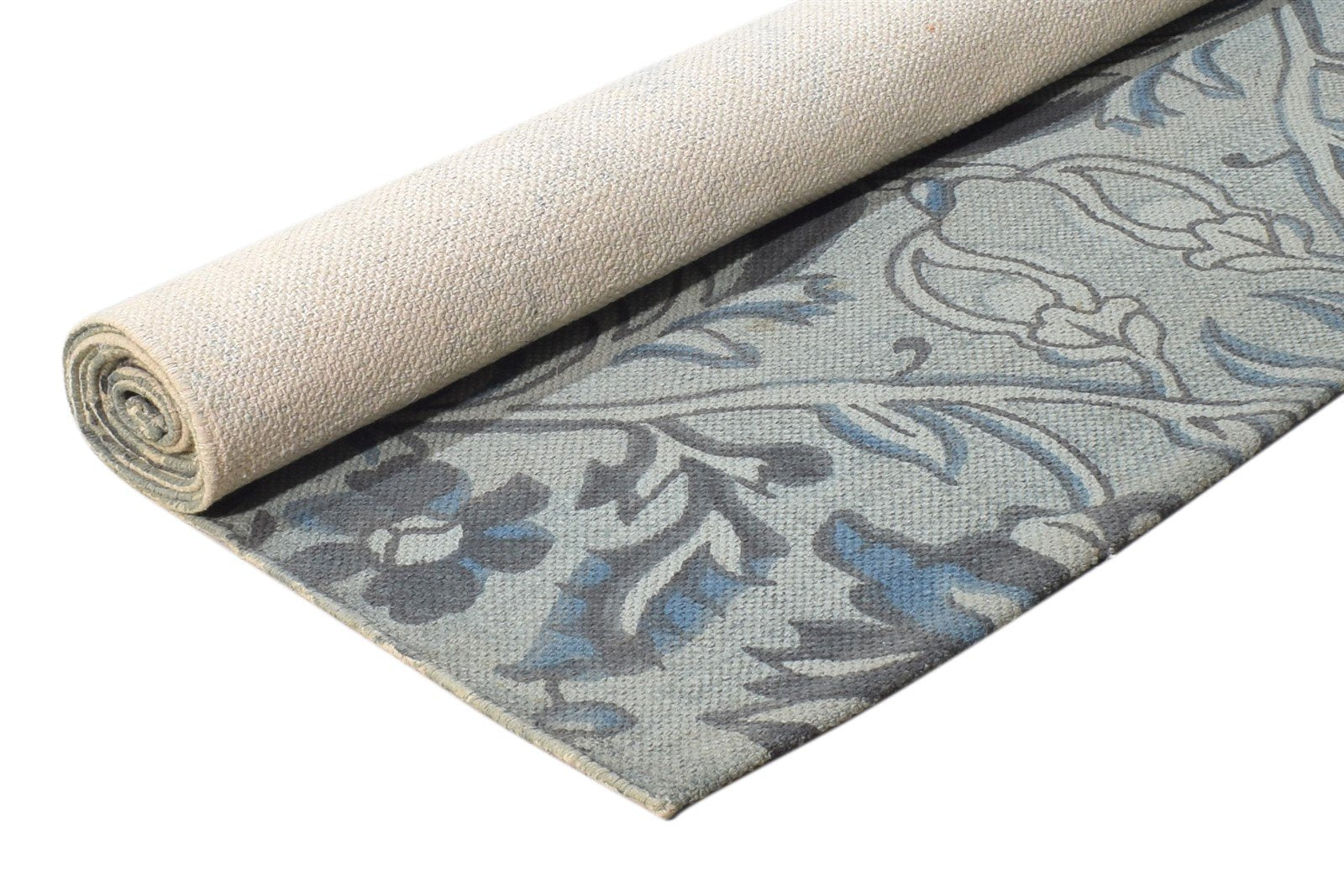 Wool Grey Rug 5' X 7' Transitional Dhurrie European Damask Room Size Carpet 7865142771861