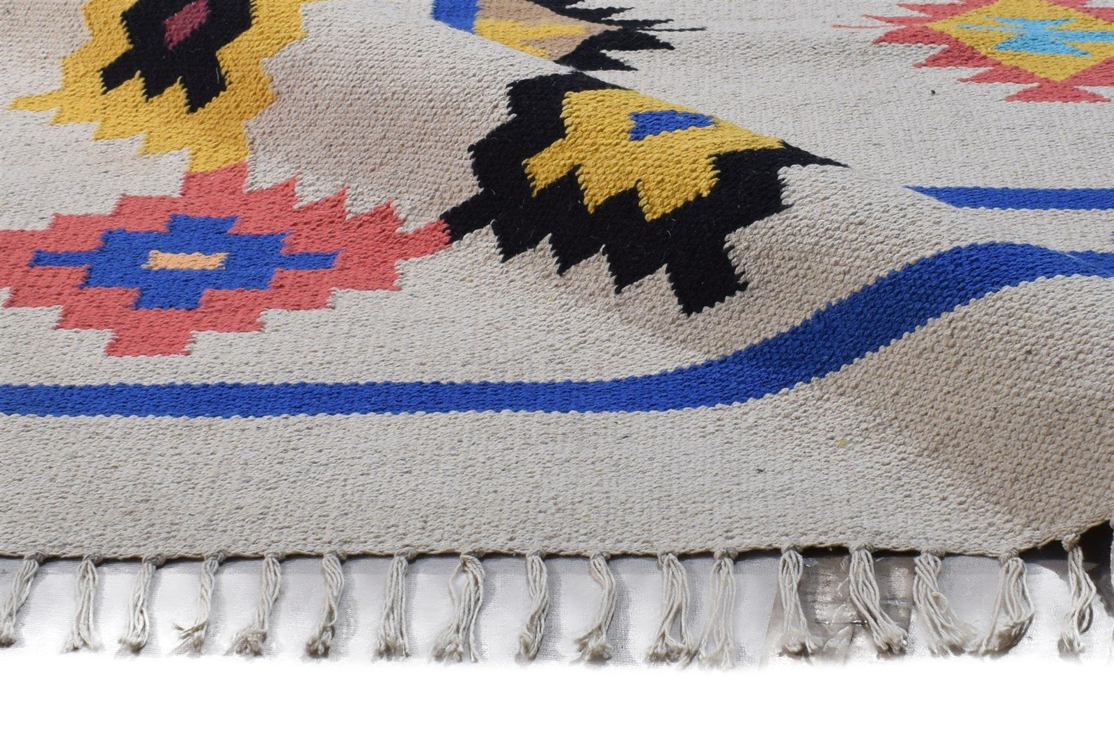 Wool Grey Rug 5' X 8' Modern Dhurrie Bohemian Geometric Room Size Carpet 7865193300117
