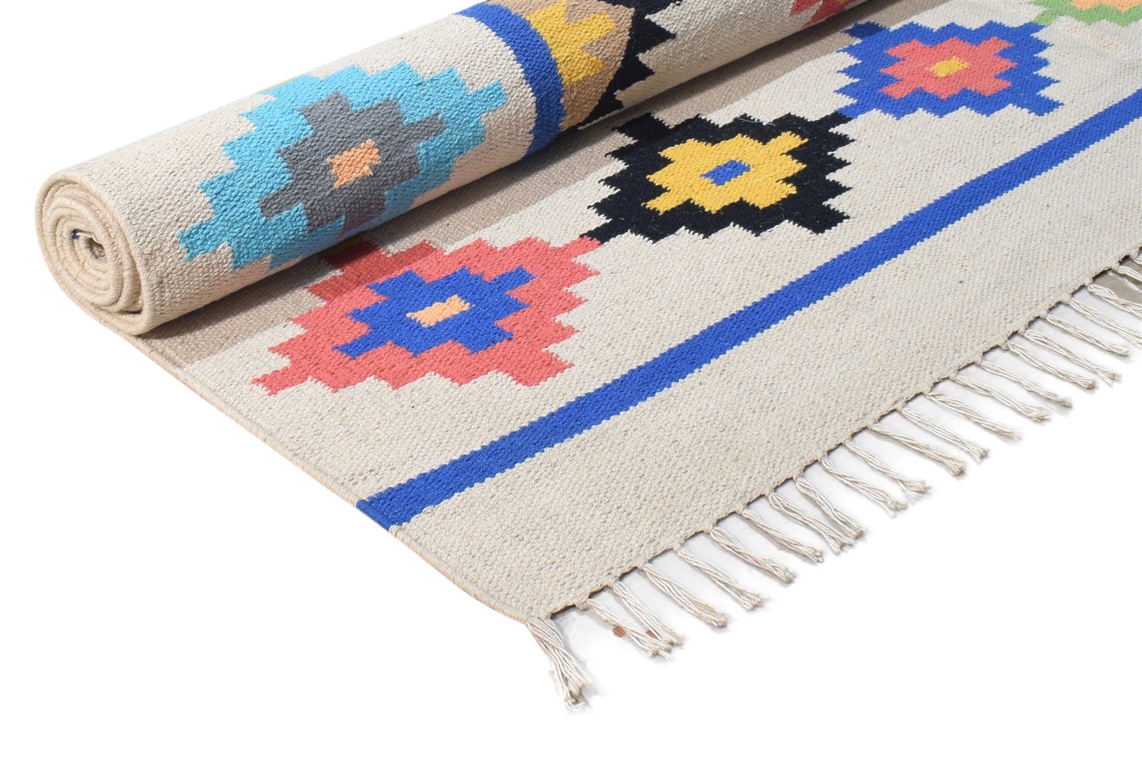 Wool Grey Rug 5' X 8' Modern Dhurrie Bohemian Geometric Room Size Carpet 7865193300117
