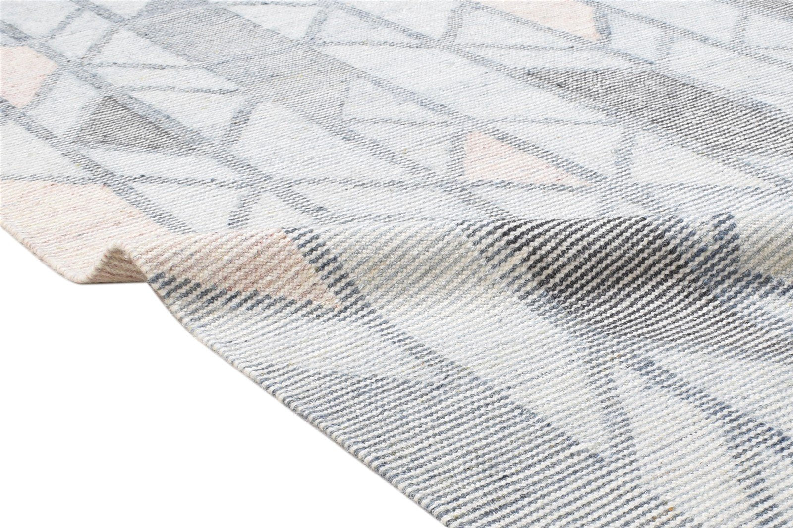 Wool Grey Rug 5' X 8' Modern Dhurrie Moroccan Geometric Room Size Carpet 7864149934229