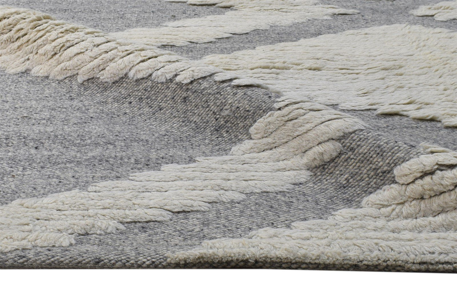 Wool Grey Rug 5' X 8' Modern Dhurrie Scandinavian Diamond Room Size Carpet 7865193037973