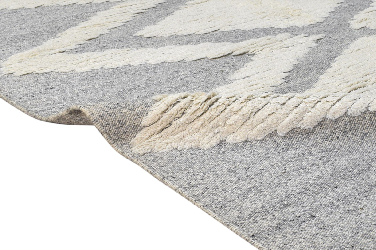 Wool Grey Rug 5' X 8' Modern Dhurrie Scandinavian Diamond Room Size Carpet 7865193037973