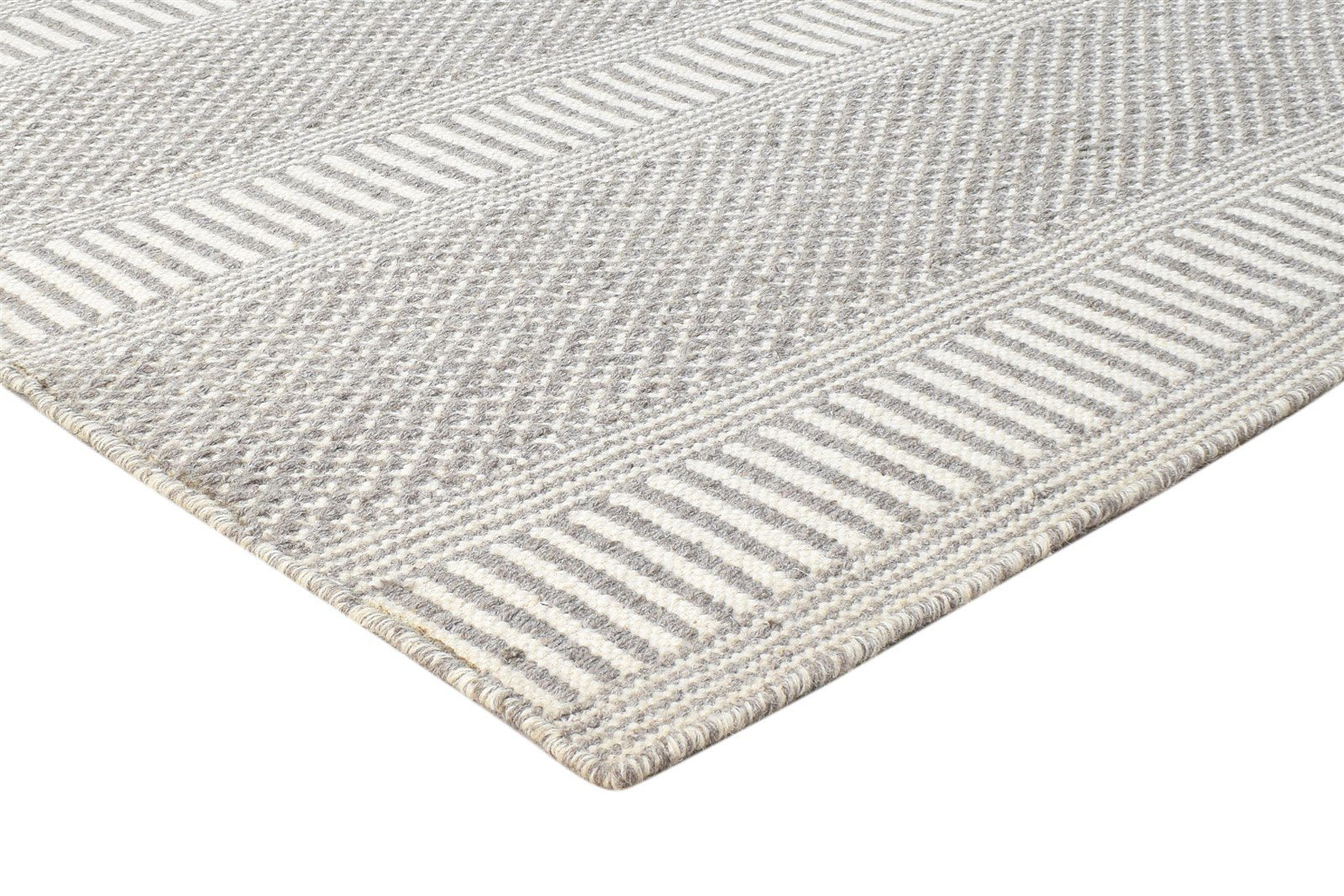 Shel Wool Grey Rug 5' X 8' Modern Dhurrie Scandinavian Grass Trellis 7864460869781