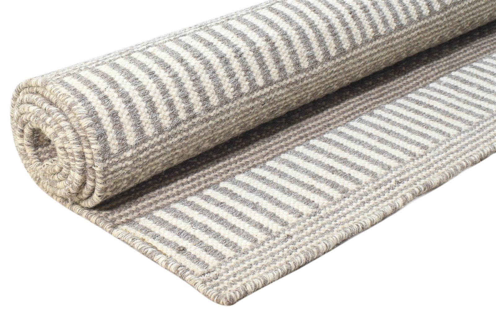 Shel Wool Grey Rug 5' X 8' Modern Dhurrie Scandinavian Grass Trellis 7864460869781