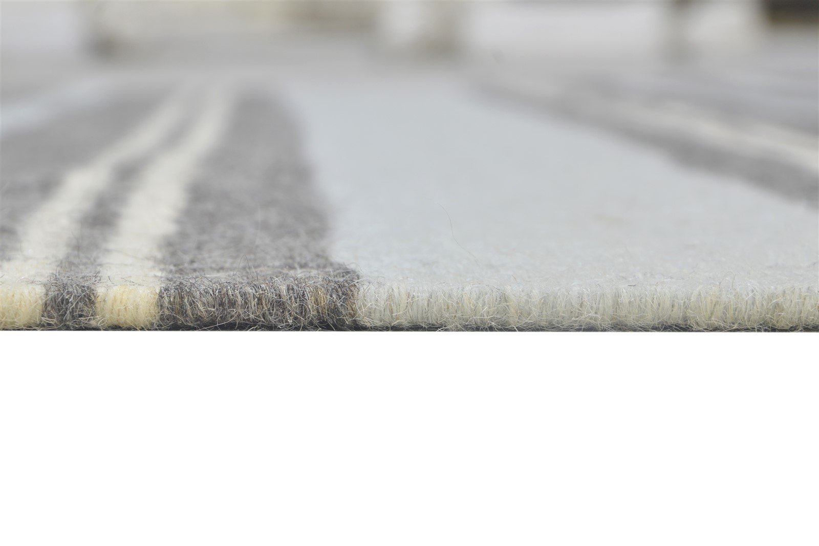 Wool Grey Rug 5' X 8' Modern Dhurrie Scandinavian Striped Room Size Carpet 7864164483221