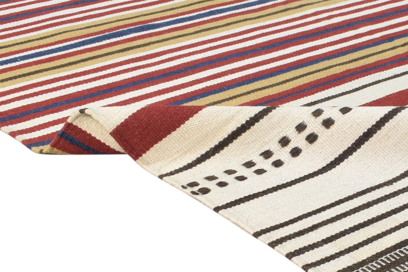 Wool Grey Rug 5' X 8' Modern Dhurrie Scandinavian Striped Room Size Carpet 7865192218773
