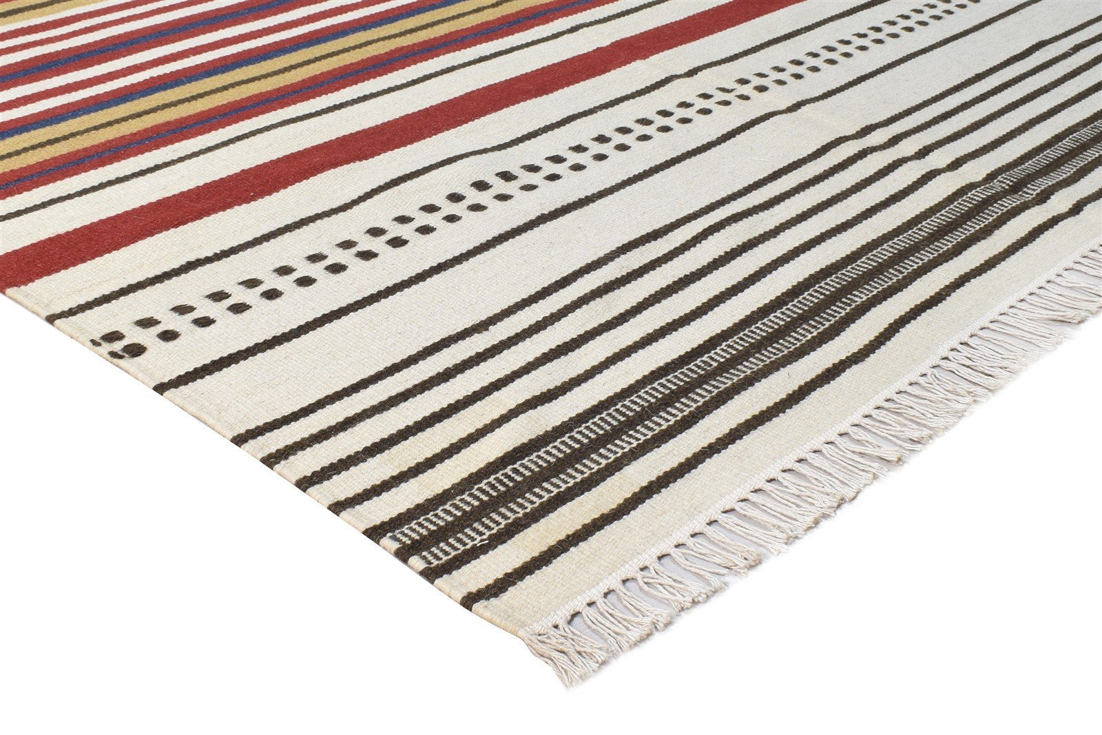 Wool Grey Rug 5' X 8' Modern Dhurrie Scandinavian Striped Room Size Carpet 7865192218773