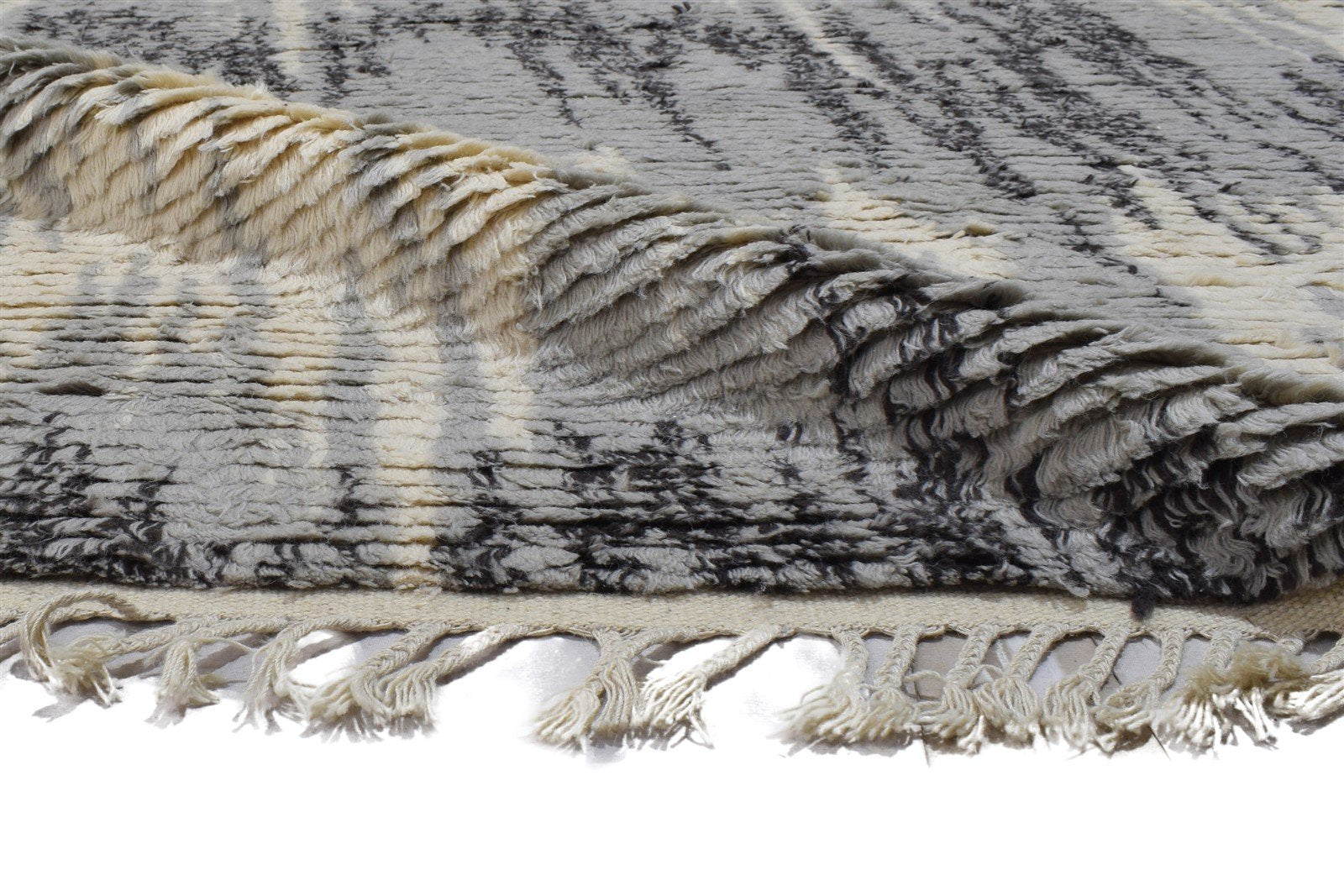 Wool Grey Rug 5' X 8' Modern Hand Knotted Indian Ikat Room Size Carpet 7864513036437