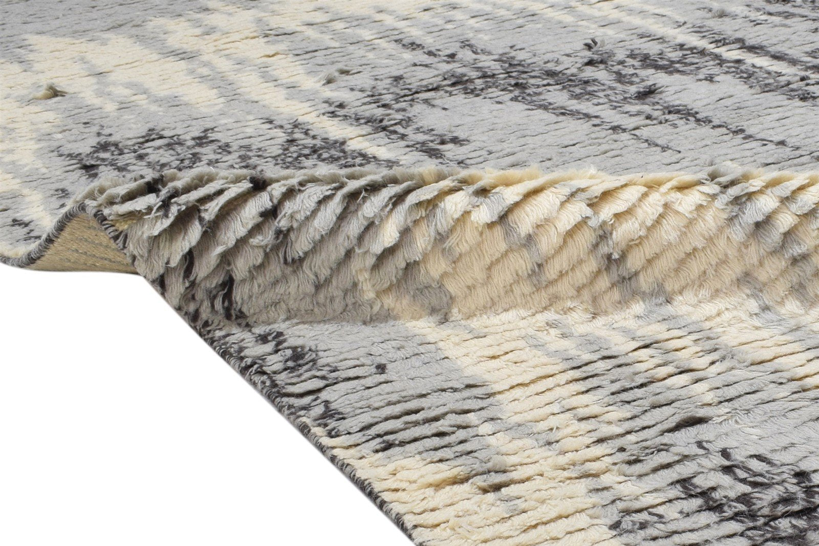 Wool Grey Rug 5' X 8' Modern Hand Knotted Indian Ikat Room Size Carpet 7864513036437