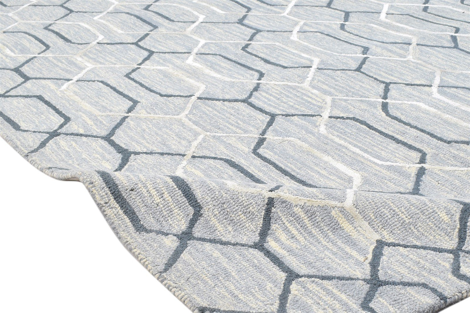 Wool Grey Rug 5' X 8' Modern Hand Tufted Moroccan Geometric Room Size Carpet 7864108712085