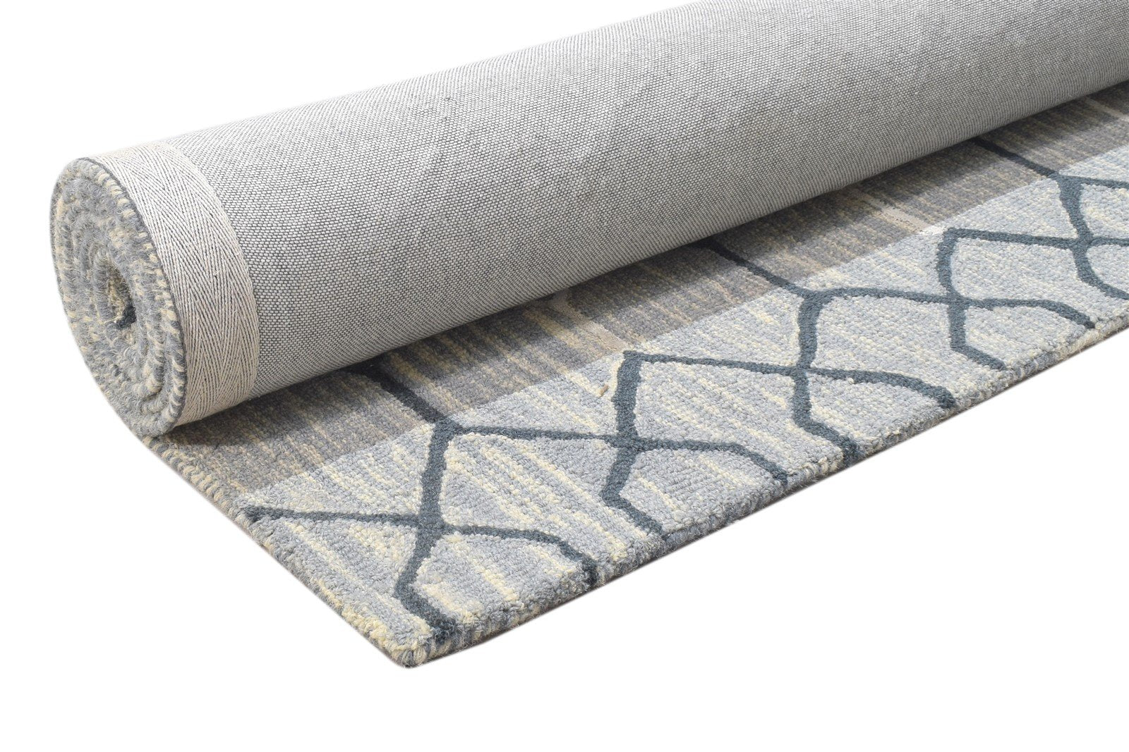 Wool Grey Rug 5' X 8' Modern Hand Tufted Moroccan Geometric Room Size Carpet 7864108712085