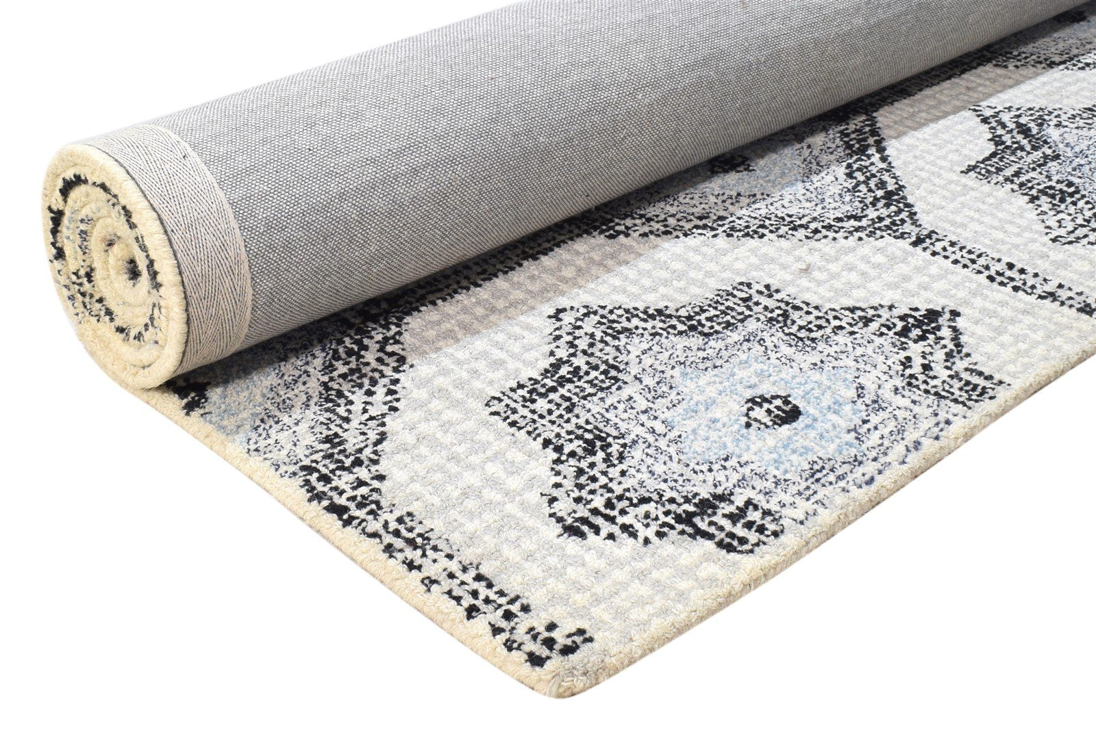 Wool Grey Rug 5' X 8' Modern Hand Tufted Moroccan Geometric Room Size Carpet 7865074647189