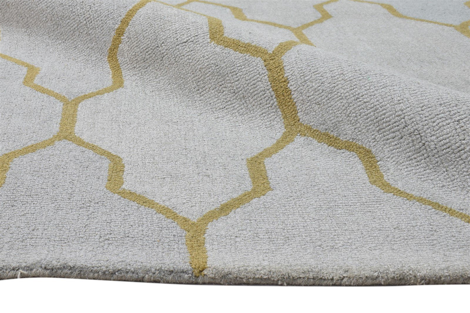 Wool Grey Rug 5' X 8' Modern Hand Tufted Moroccan Trellis Room Size Carpet 7864097341589