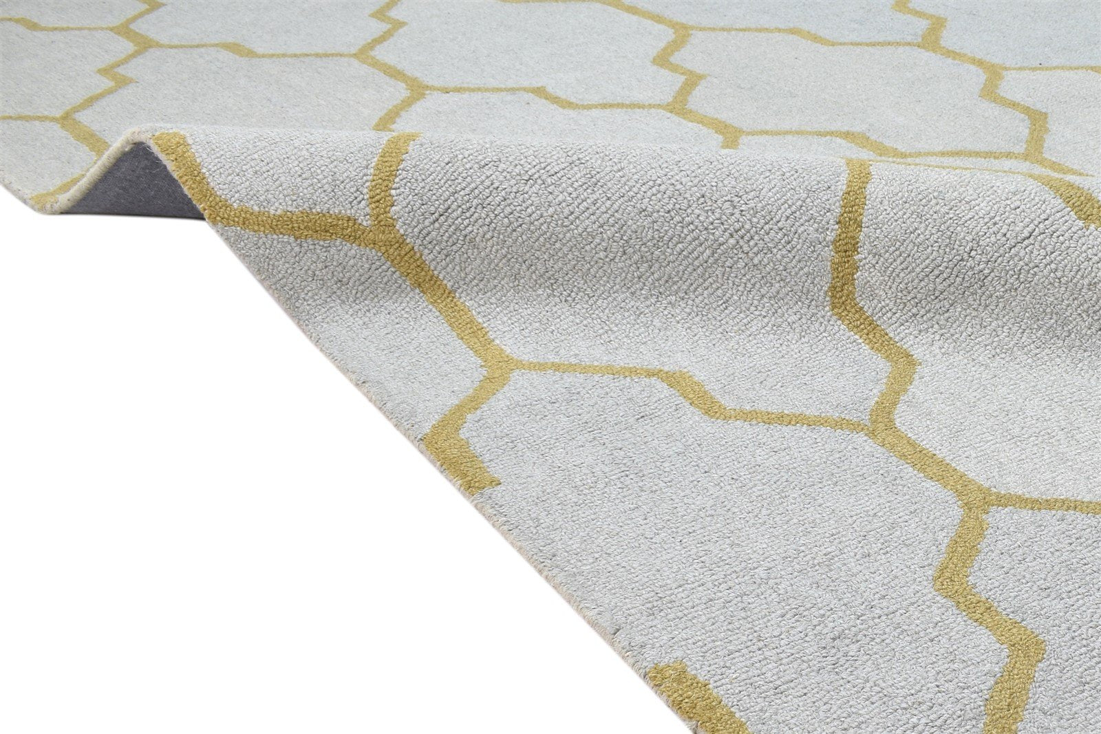Wool Grey Rug 5' X 8' Modern Hand Tufted Moroccan Trellis Room Size Carpet 7864097341589