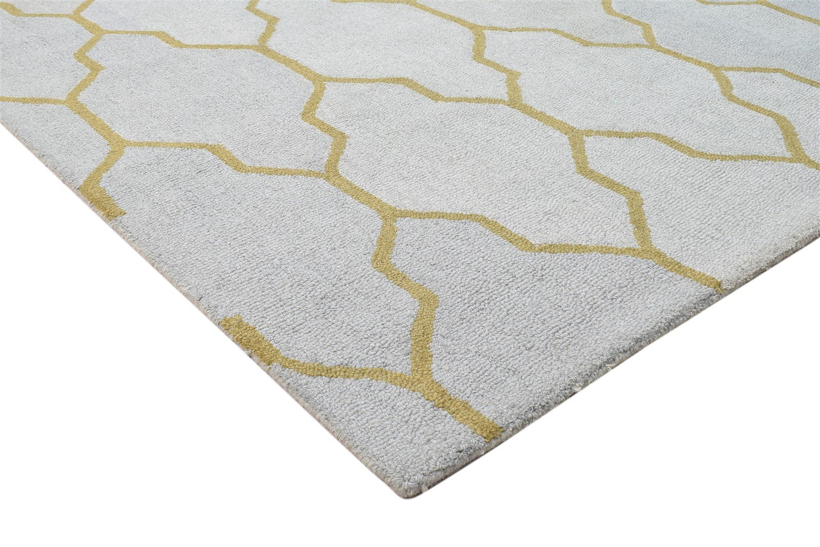 Wool Grey Rug 5' X 8' Modern Hand Tufted Moroccan Trellis Room Size Carpet 7864097341589