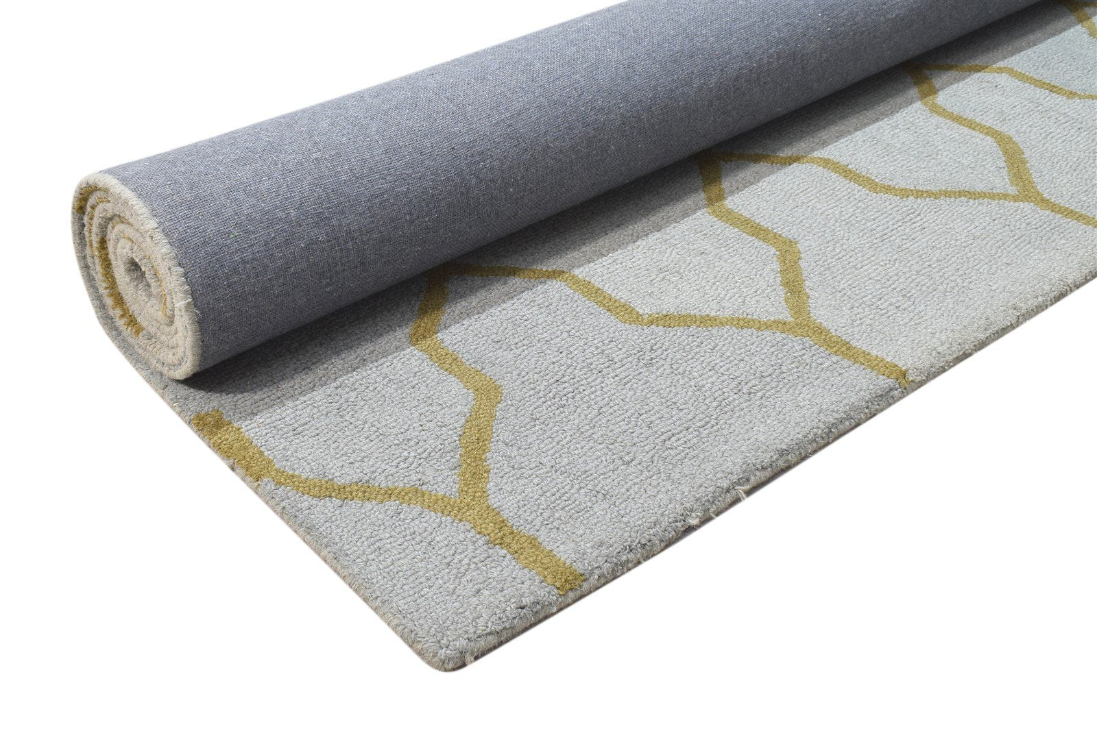 Wool Grey Rug 5' X 8' Modern Hand Tufted Moroccan Trellis Room Size Carpet 7864097341589