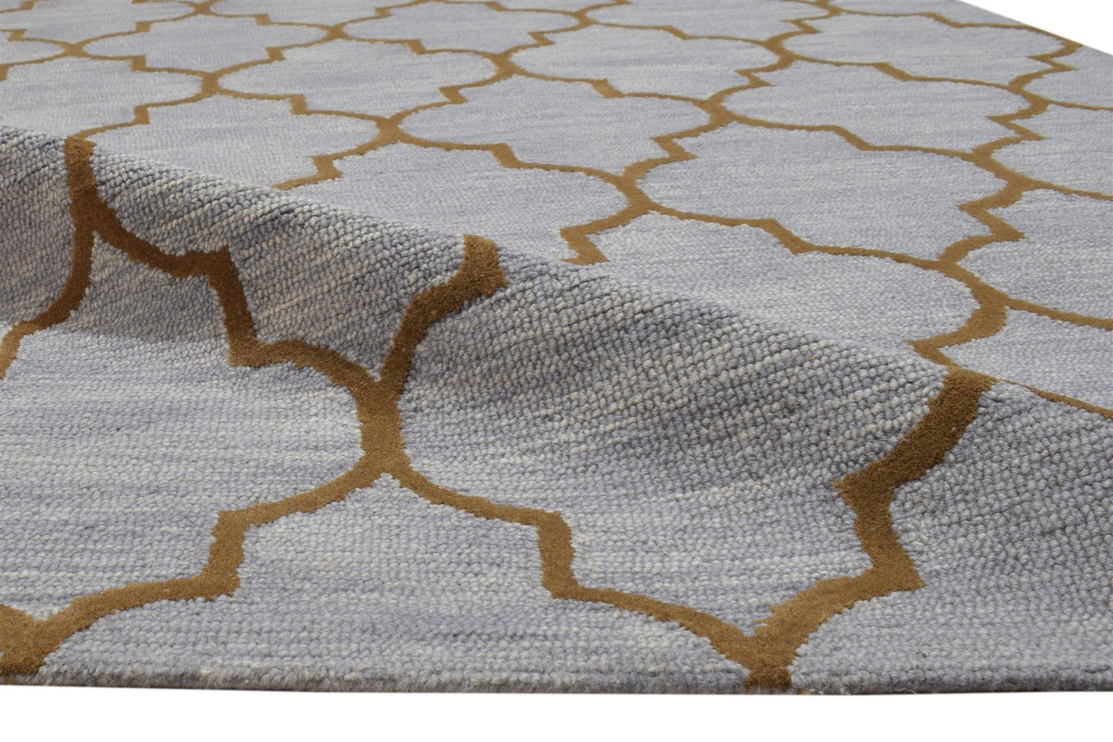 Wool Grey Rug 5' X 8' Modern Hand Tufted Moroccan Trellis Room Size Carpet 7864275632277